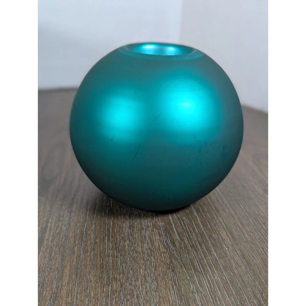 VTG Dept 56 Mercury Glass Votive Candle Holder Green Christmas Ornament Holiday
